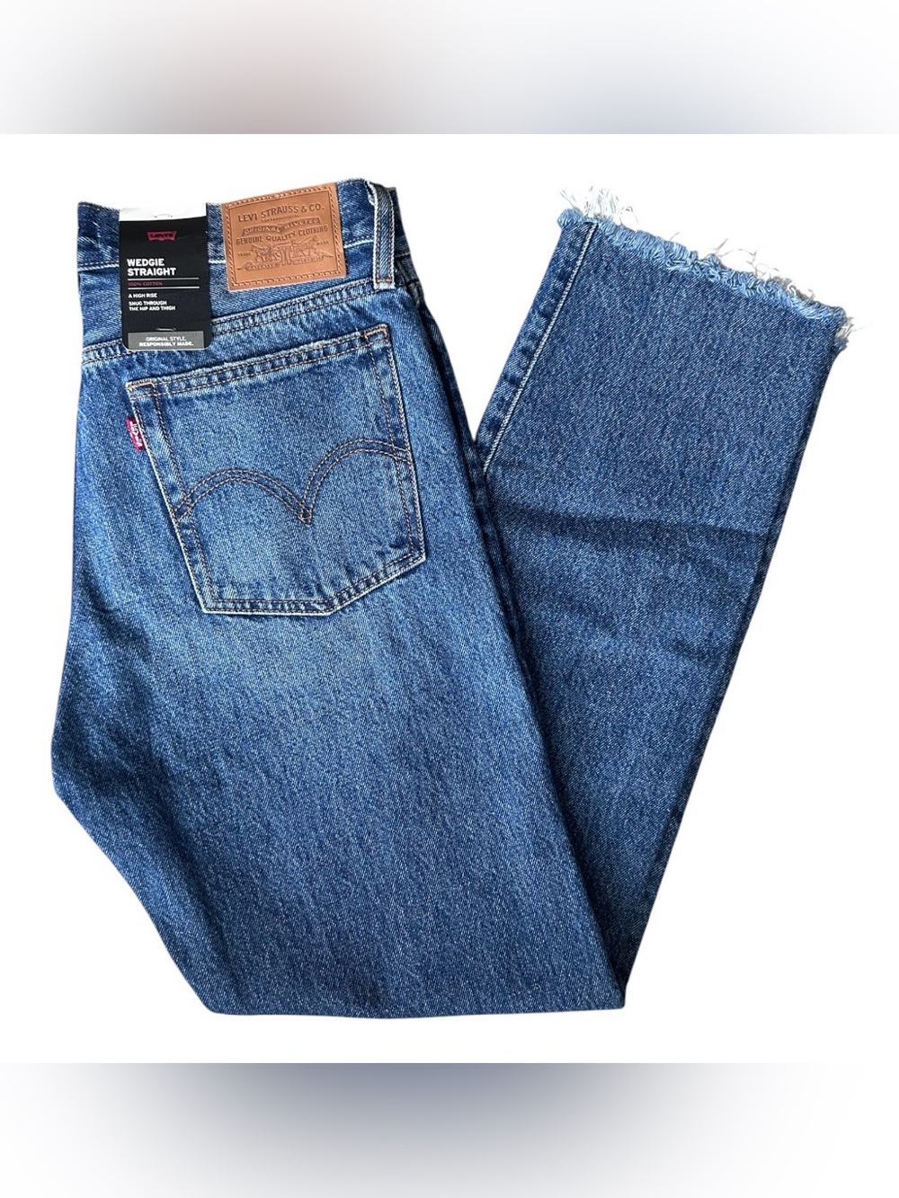 Levis Wedgie Straight Distressed Women’s 27x28 Big E High Rise Jeans NWT